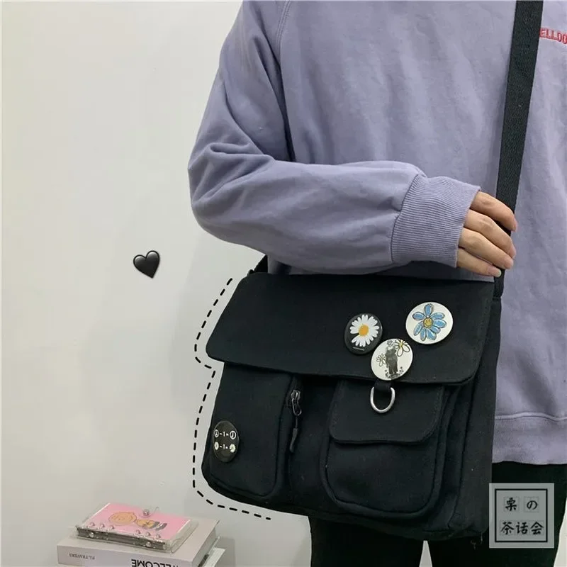 Canvas Messenger Korean Version Tooling Female Harajuku Messenger Bag Multifunctional Outdoor Travel Student School Package