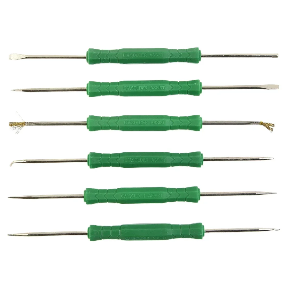 6pcs Welding Tool PCB Board Cleaning Push Rod Repair Scraper Washing Carbon Steel Fork Hook Welding Blue & Black