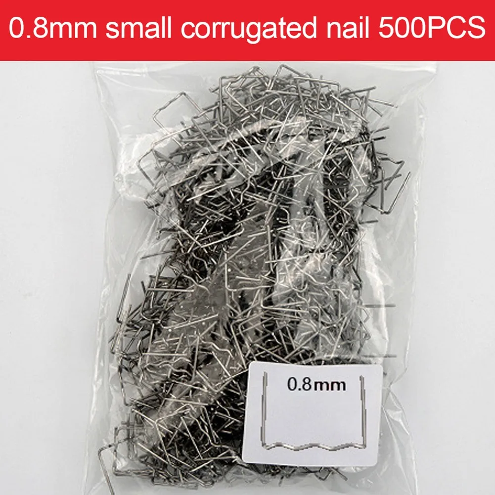 500PCS 0.6/0.8mm Hot Plastic Welder Hot Stapler Standard Pre-cut Corrugated Staples For Car Bumper Plastic Welder Repair Kit