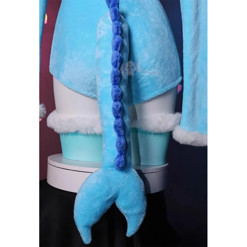 2025 New Anime Vaporeon Cosplay Costume Women Sexy Flannel Hooded Bodysuit Tail Socks Suit Bunny Girl Kawaii Plush Pajamas C ☆ ☆