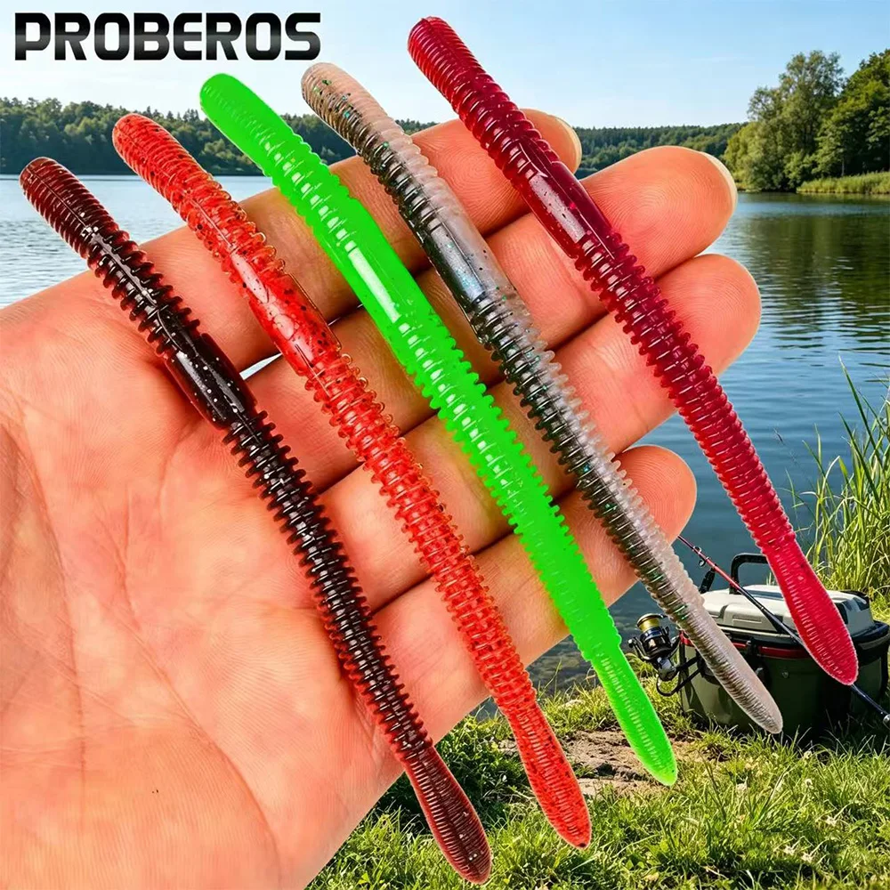 

PROBEROS 9cm 12cm 8/20pcs Worm Soft Bait Earthworm Salt Scent Infused Realistic Wriggle Elastic Soft Noodle Worm Lure Durable