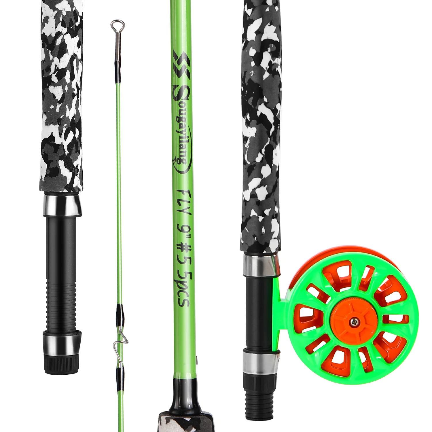 

Удилище для нахлыстовой рыбалки Sougayilang 2.7м и катушка, комплект из 5 секций, карбоновое удилище, катушка для нахлыстовой рыбалки 5/6, ультралегкая, рыболовные снасти