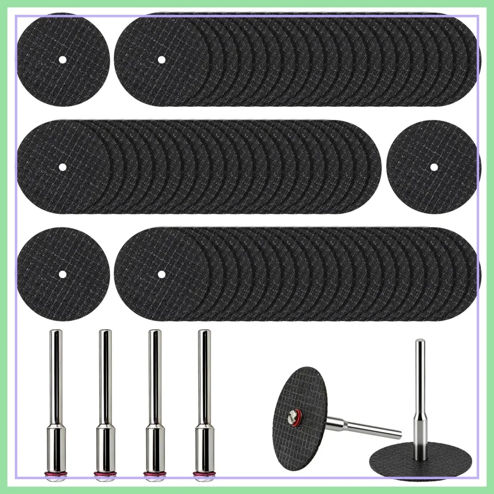 

60Pcs 1-1/4" Rotary Tool Cut Off Wheels + 4 Mandrels - Fiberglass Reinforced for Precision Cutting