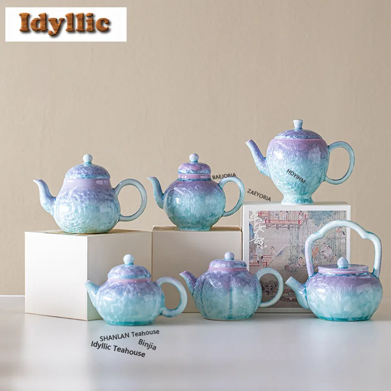 

Crystal Glaze Gradient Purple Teapot Ancient Tea Infuser Pot Tea Maker Kettle with Filter Kung Fu Tea Cha Accessories Collection