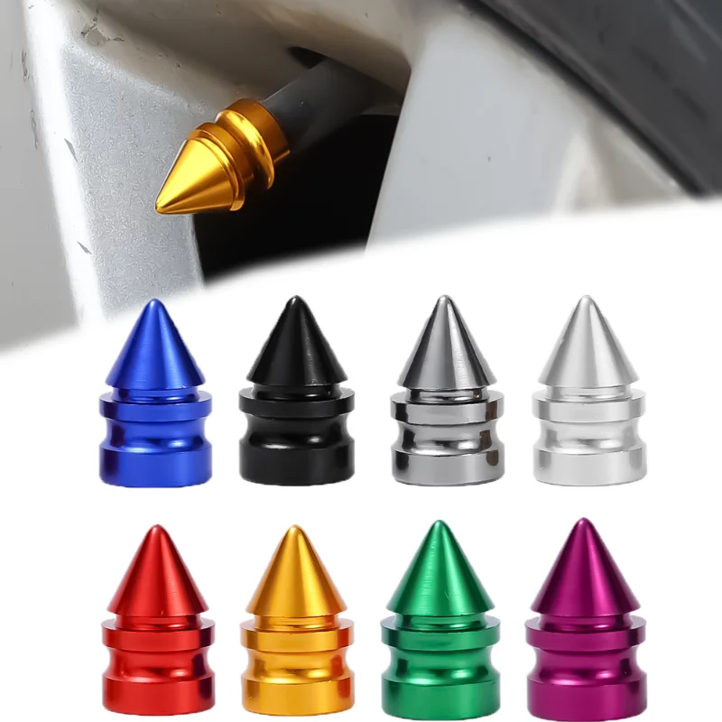 4Pcs Aluminium Alloy Valve Stem Caps Car Styling Dustproof Protective Cover Universal Auto Truck Motorcycle Tire Stem Valve Caps