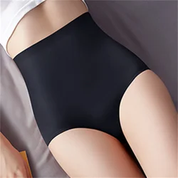 100kg Large Size  High Waist Viscose Fiber Briefs Women Seamless Ice Silk Cotton Crotch Belly Holding Female Middle Aged Mother