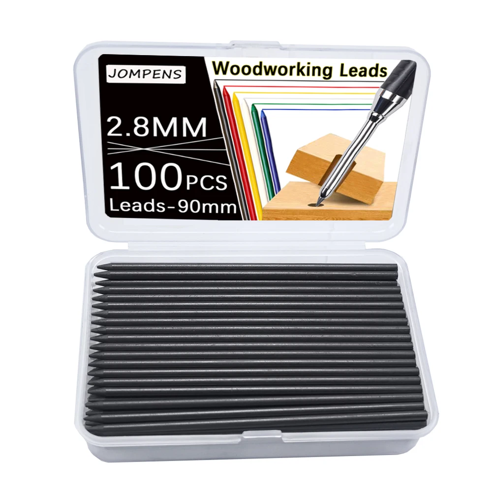 100 Stück 90/120 mm schwarze Nachfüllminen für Holzbearbeitungs-Druckbleistifte, 2,8 mm austauschbare Minen – Zubehör für Markierungswerkzeuge für Architekten – Detail 4