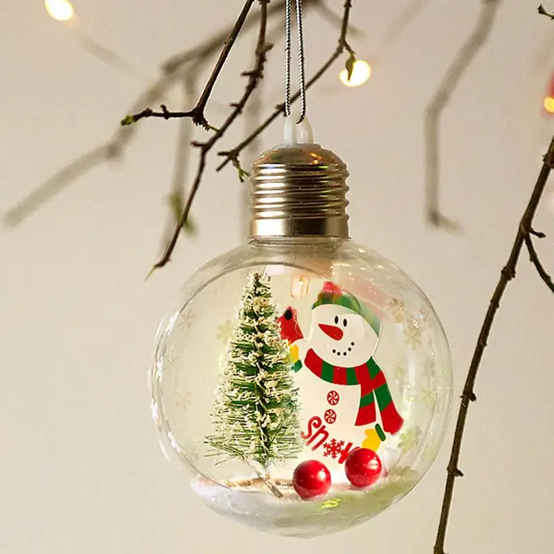 Transparent Ball Light Plastic Hanging Bulb Christmas Trees Bauble Ornament Wedding Gift Present Party Home Decoration