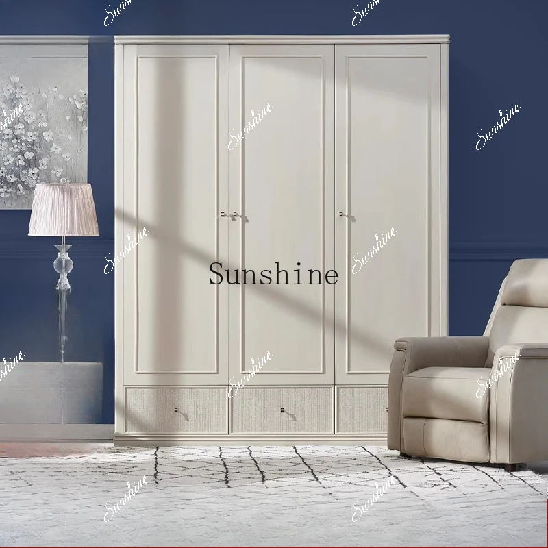 Large and small apartment type solid wood urban symphony three-door modern simple wardrobe  FT