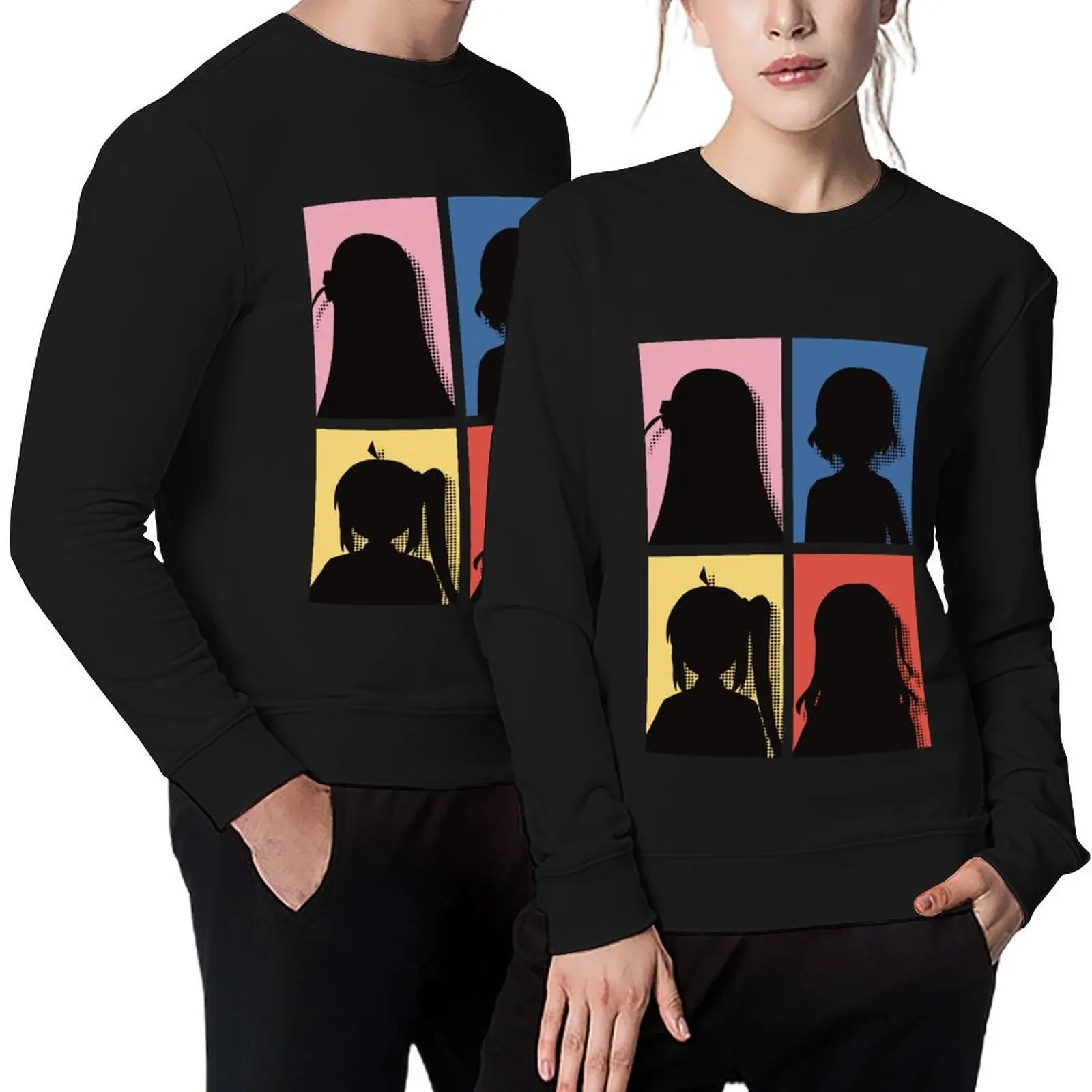 

All The Main Characters In Bocchi The Rock Anime In A Cute Minimalist Pop Art Design Colored In Their Own Hair Color Pullover
