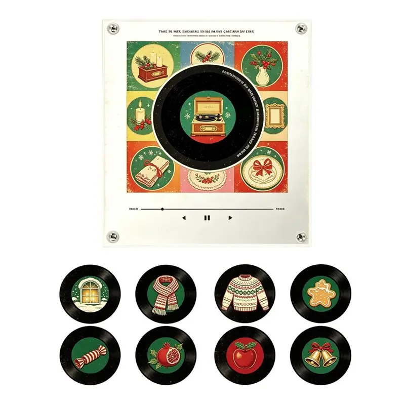 A27F-Automatic Singing Song Player Christmas Music Player Refrigerator Magnetic Sticker Night Light Rotary Disc Machine