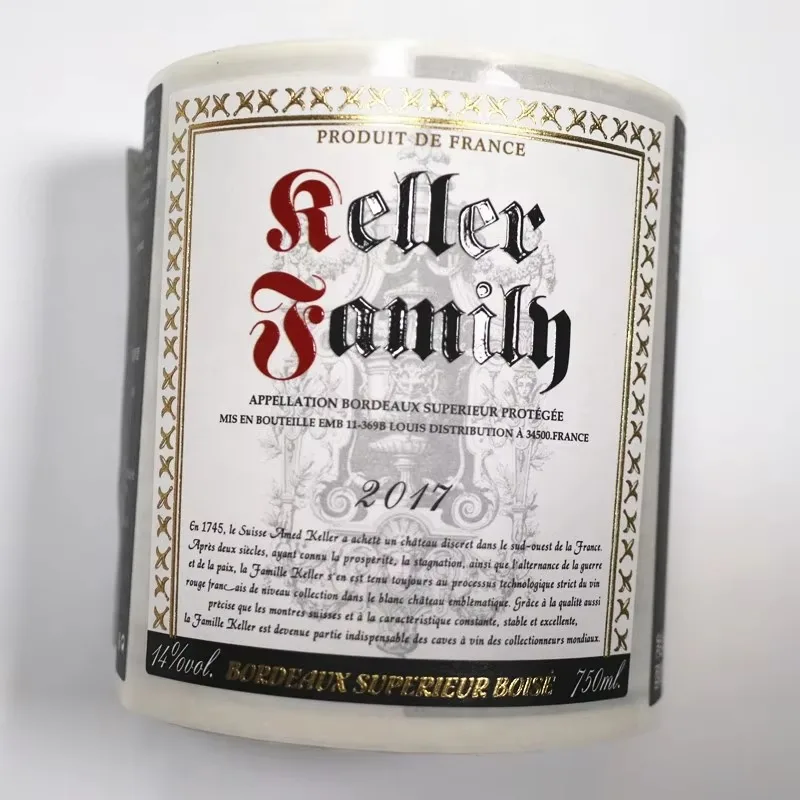 Custom Vinyl Wine Labels｜Glossy Lamination｜Foil Stamped
