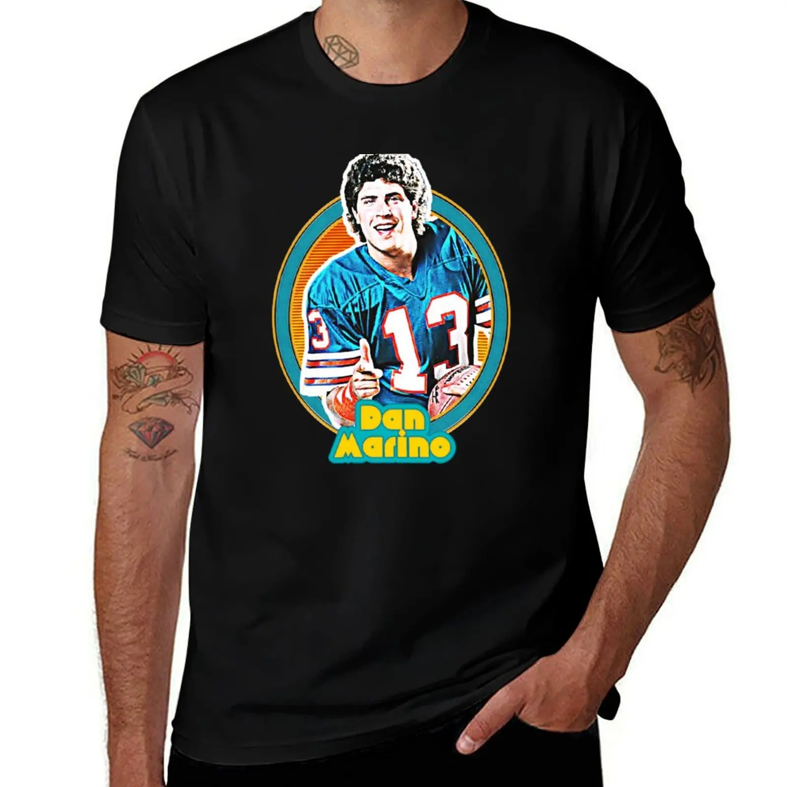 Camiseta de fútbol retro de los años 80 de Dan Marino, camisetas de algodón, camisetas de alta calidad para hombre, camiseta gráfica para hombre, camiseta de algodón