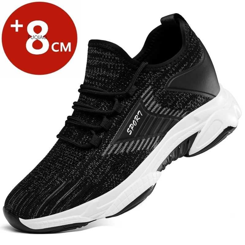 

Кроссовки с сетчатым подъемом, мужские туфли-лифты, увеличивающие рост для мужчин, удобные дышащие повседневные стельки на каблуке 8 см, мокасины, выше мужские