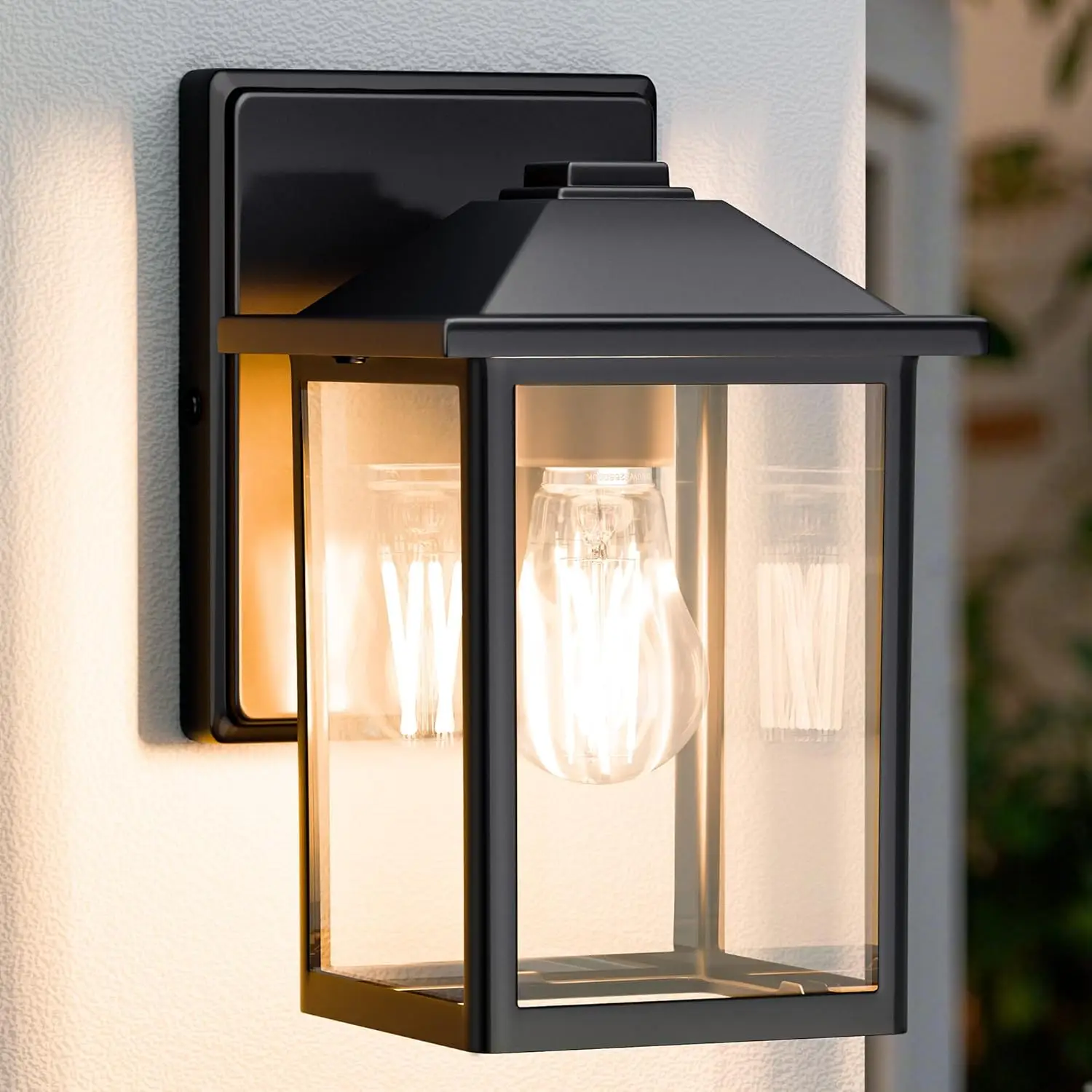 

Outdoor Wall Lantern, Exterior Waterproof Wall Sconce Light Fixture, Black Front Door Mounted Lighting with Clear Glass, Anti