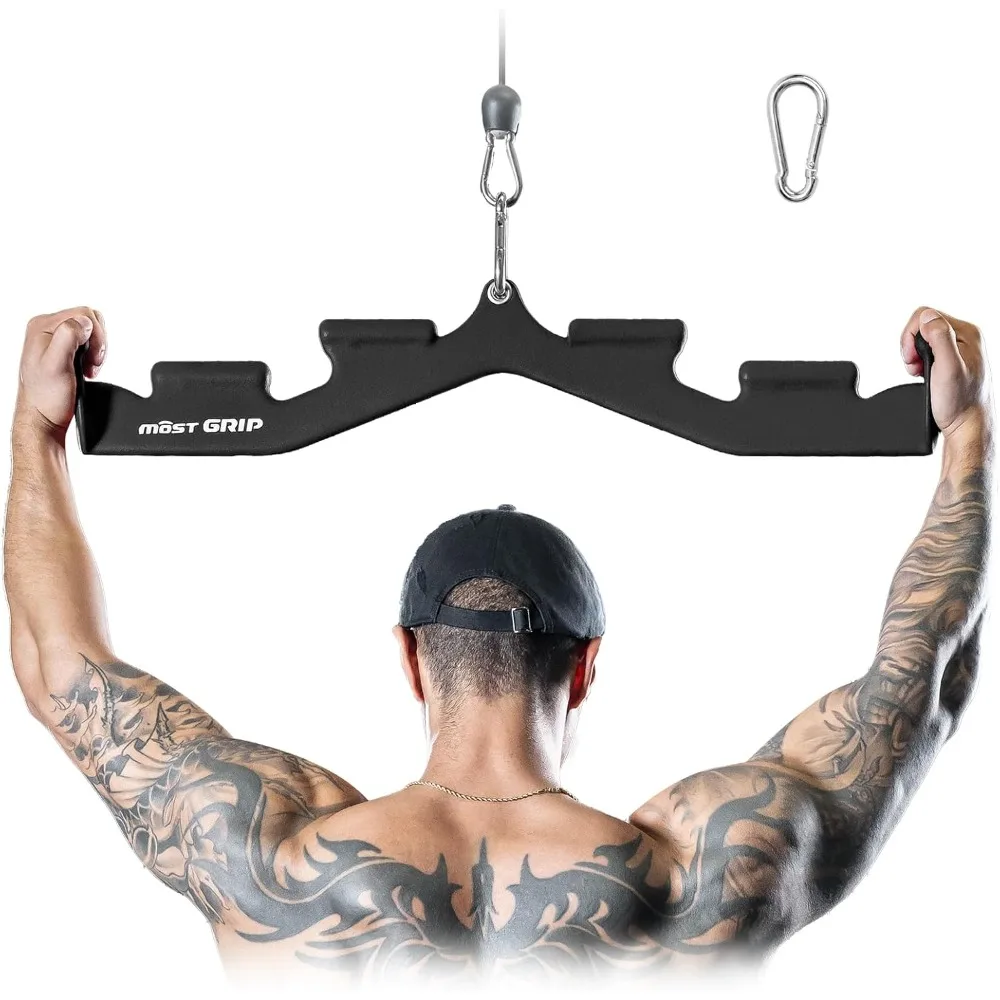 Barra desplegable LAT con 6 asas ergonómicas, agarre neutro, accesorios desplegables LAT para entrenamiento de espalda completa