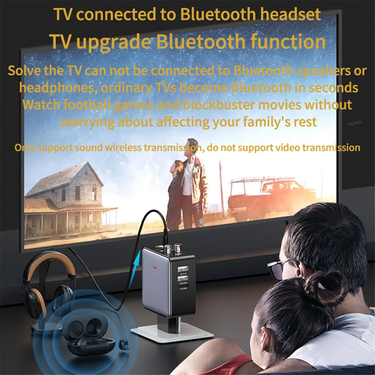 New Bluetooth 5.3 Audio Transmitter Receiver 3.5mm AUX//p.TF/USB Karaoke HIFI Stereo Wireless Adapter-EU Plug