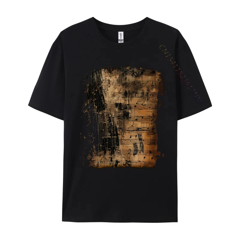 Vintage Music Sheet Notes Pianist Musician Grunge Tops & Tees Simple Style Top T-shirts Family Party Pure Cotton Men's T Shirts image 2