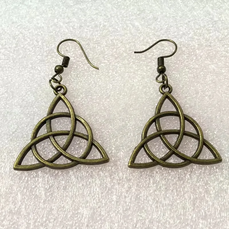 Antique Vintage Bronze Diy Celtic Knot Triangle Earrings For Women Metal Alloy Drop Dangle Earring Jewelry Fashion Ear Jewellery