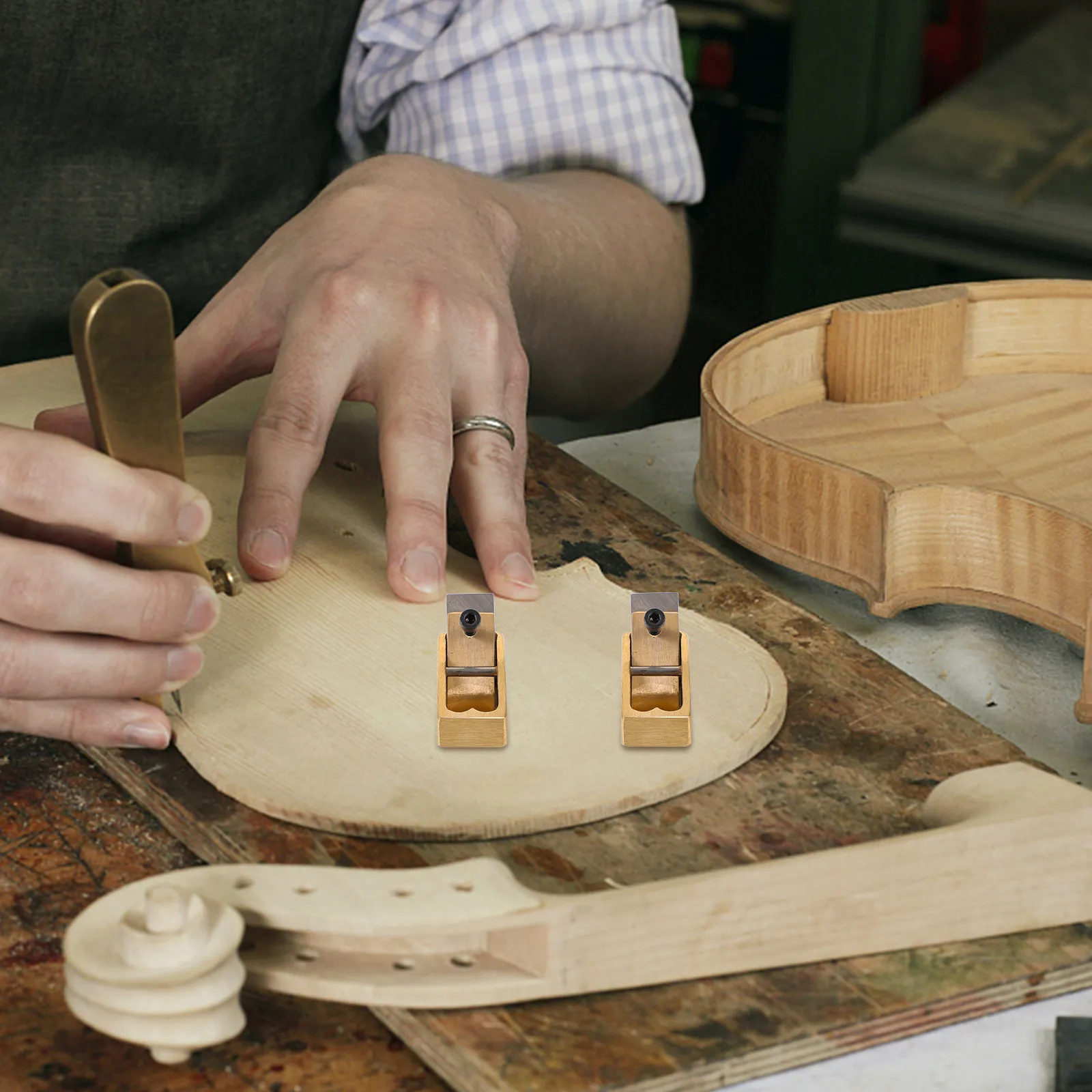 

16 мм ручной работы фрезерованный латунный рубанок для инструментов, с глянцевым покрытием, для изготовления скрипок, альтов и других деревянных музыкальных инструментов