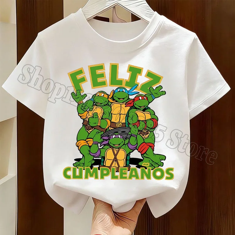 Teenage Mutant Ninjas Turtles T-shirt Kids Anime Cotton Tees Boy Summer Tops Fashion Short Sleeve Children Clothes Birthday Gift - view 5