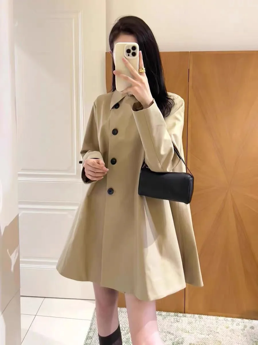 

i Color Women's Jaet Autumn New Sle Commute Simple Loose Fit Long Sve Single Button Closure Pure Color Windbreaker