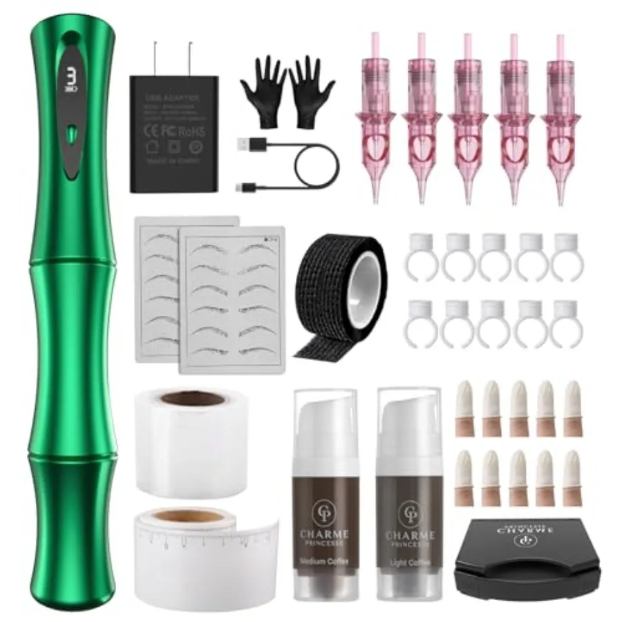 

Wireless Microblading Machine Kit for Brows Eyeliner Lips CPE39KIT-10-US with Premium Metal Body and Adjustable Speed in Black