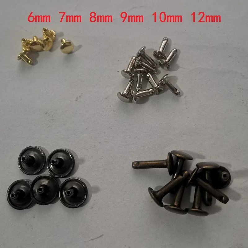 

6mm 7mm 8mm 9mm 10mm 12mm Double Cap Rivet Studs Metal Round Nailhead Spike for Repair Belt Shoes Bag Clothing Leathercraft DIY