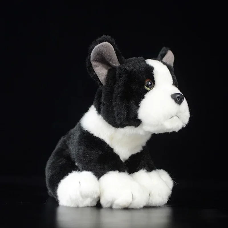 17cm Model Little Black Bull Dog Little Cute Simulation Dog Toy Plush High Black Dog Bulldog for Children Birthday Gift