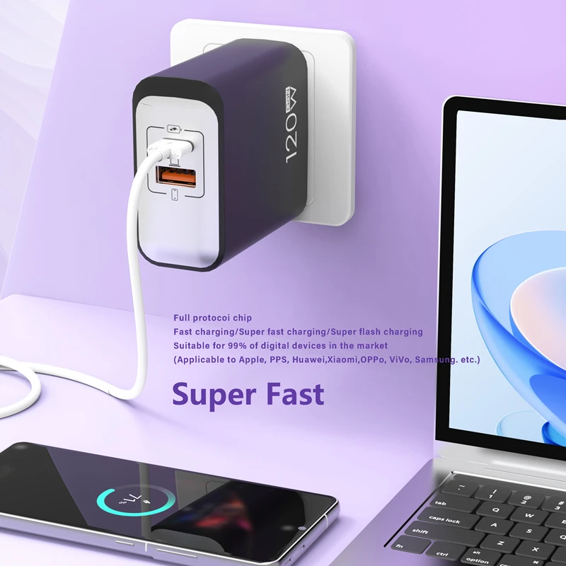 

Новое быстрое зарядное устройство 120 Вт, USB-кабель PD типа C, адаптер для быстрой зарядки для iPhone, Xiaomi, Samsung, мобильных телефонов 2025