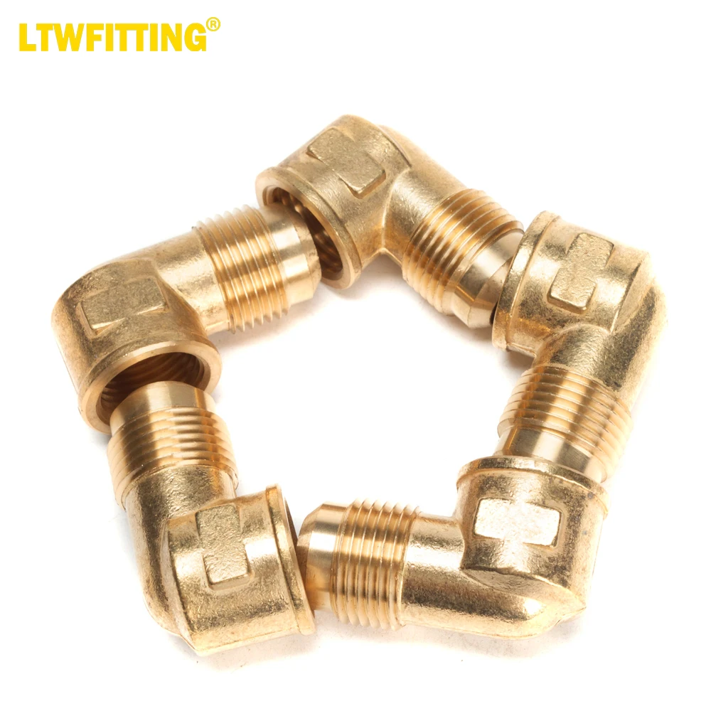 

LTWFITTING Brass 5/8" OD x 1/2" Female NPT 45 Deg Flare 90 Degree Flare Elbow Tube Fitting(Pack of 5)