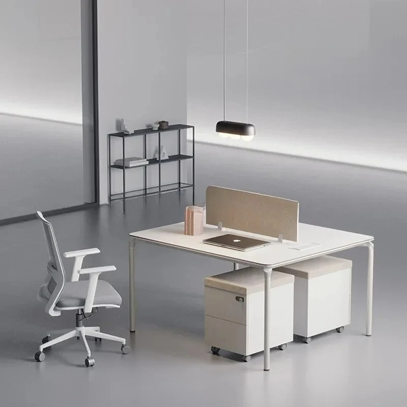 HYS Creative Staff Desk Simple Workstation for Employees 4/6 Person Office White Modern Company Desk and Chair Set