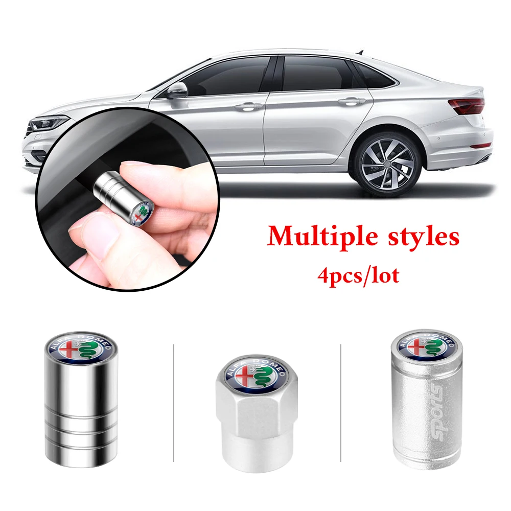 4Pcs 3D Metal Alloy Car Wheel Tire Valve Stem Caps Cover For Alfa Romeo 159 Mito Tonale Stelvio Giulietta Giulia TZ3 Car-Styling