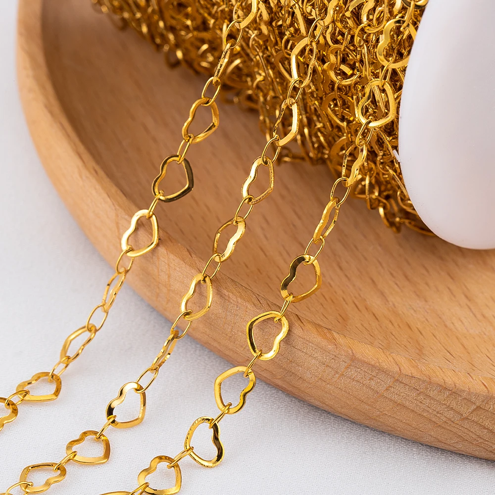 

1M/Lot Stainless Steel Simple Basic Small Heart Handmade Jewelry Chain For DIY Women Necklace Bracelet Chain Accessory Wholesale