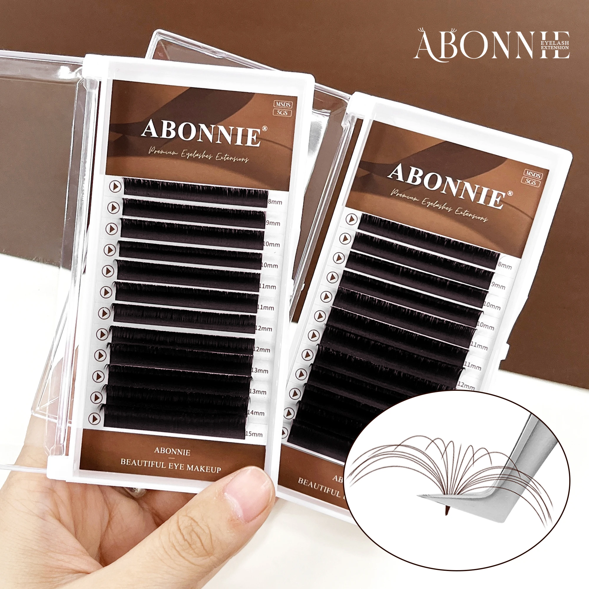 Abonnie Brown Easy Fan Cashmere Auto Fanning Lashes Extensions Volume Cilios Fans