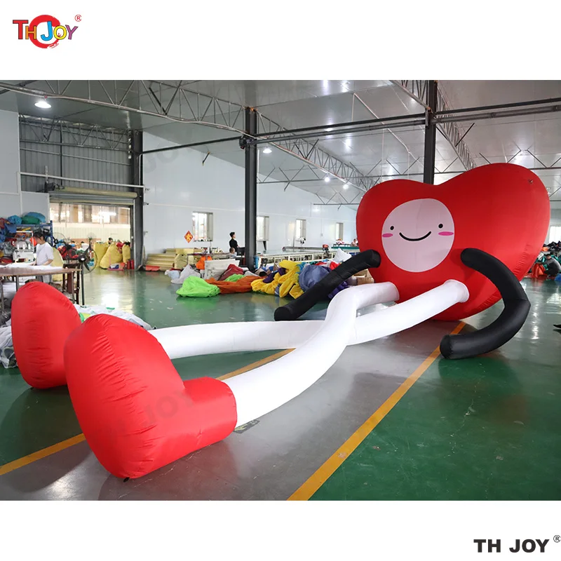 Fast Air Shipping Custom Love Decoration LED Lighting Giant Inflatable Red Heart Shaped Cartoon With Long Legs For Sale