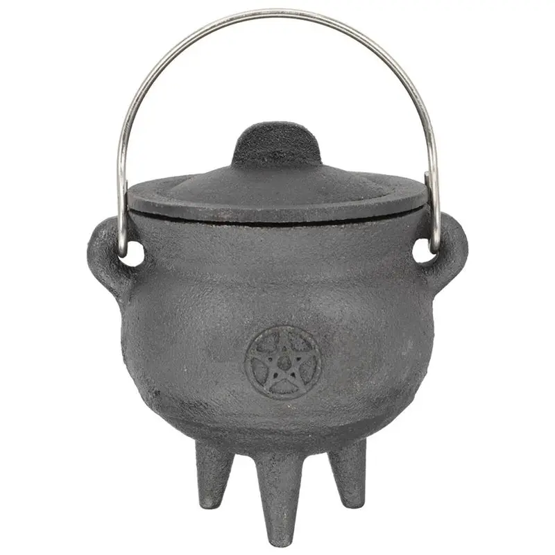 [N84R] Mini Metal Cauldron,Black Buckets with Handle for Kids Halloween Candy . 'S Coins Holder & Party Favors A