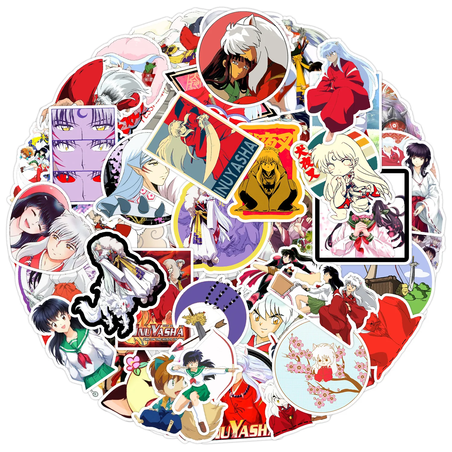 50pcs Inuyasha Cartoon Graffiti Stickers Skateboard Refrigerator Computer Mobile Phone Decoration Stickers