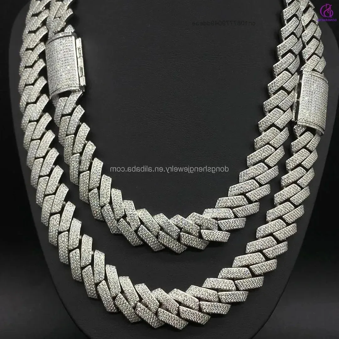 

13 мм 14 мм 15 мм Высокое качество стерлингового серебра 925 пробы Майами кубинская цепочка Vvs Муассанит модные ювелирные изделия ожерелья