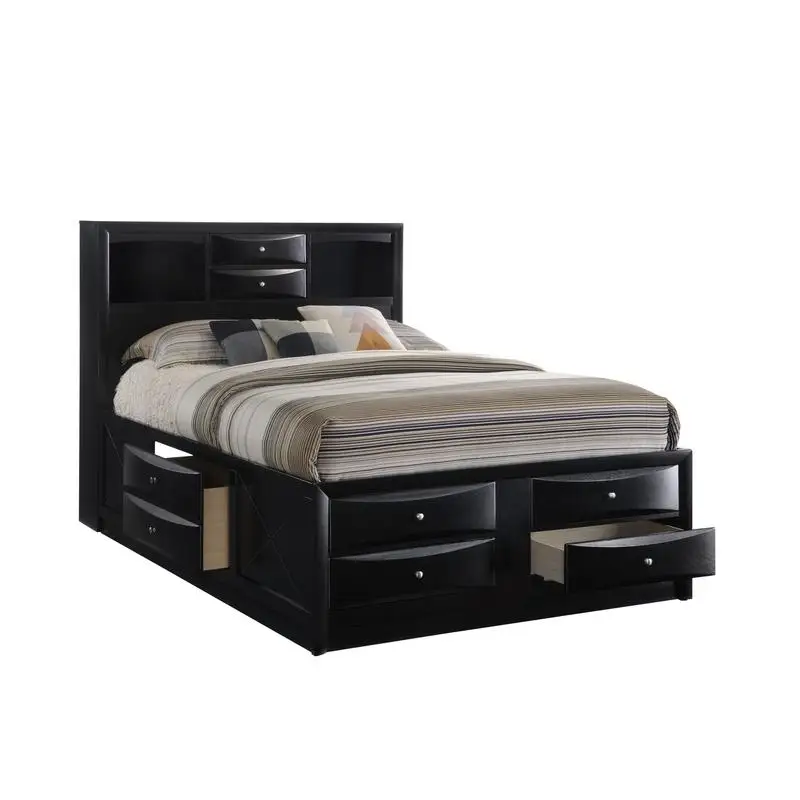

Solid Wood Captain's Bed with Bookcase Headboard and Drawers - Space-Saving Storage Solution for Kids and Adults, Elegant