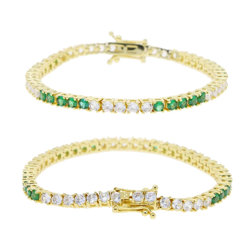 Tennis Chain Bracelets for Women Fashion Small Cubic Zircon Blue Crystal Gold Color Wedding Party Friends Gift Jewelry 17cm 19cm