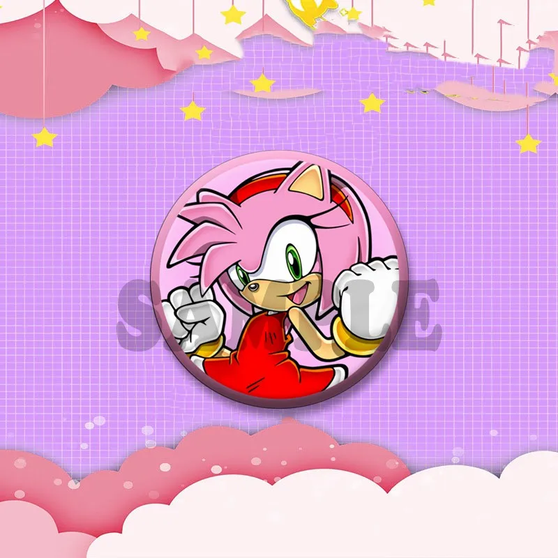 Niedliche Anime-Spielcharakter Amy Rose Brosche Cartoon Rollenspiel-Abzeichen Schmuck Emaille-Pins für Rucksack Kleidung Geschenke für Freunde – Detail 7