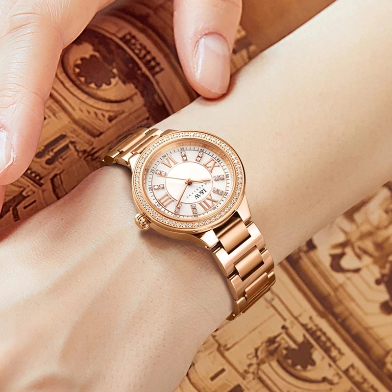 Reloj Mujer CARNIVAL Ladies Fashion Quartz Watches Brand Luxury Diamond Wristwatch Waterproof Silver Rose Gold for Women Relogio