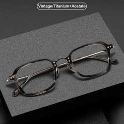 Japanese Style Trendy Acetate Frame Titanium Nose Pad Temple Ultra-light Wide-Brim Glasses Women's Men Luxury Eyeglasses