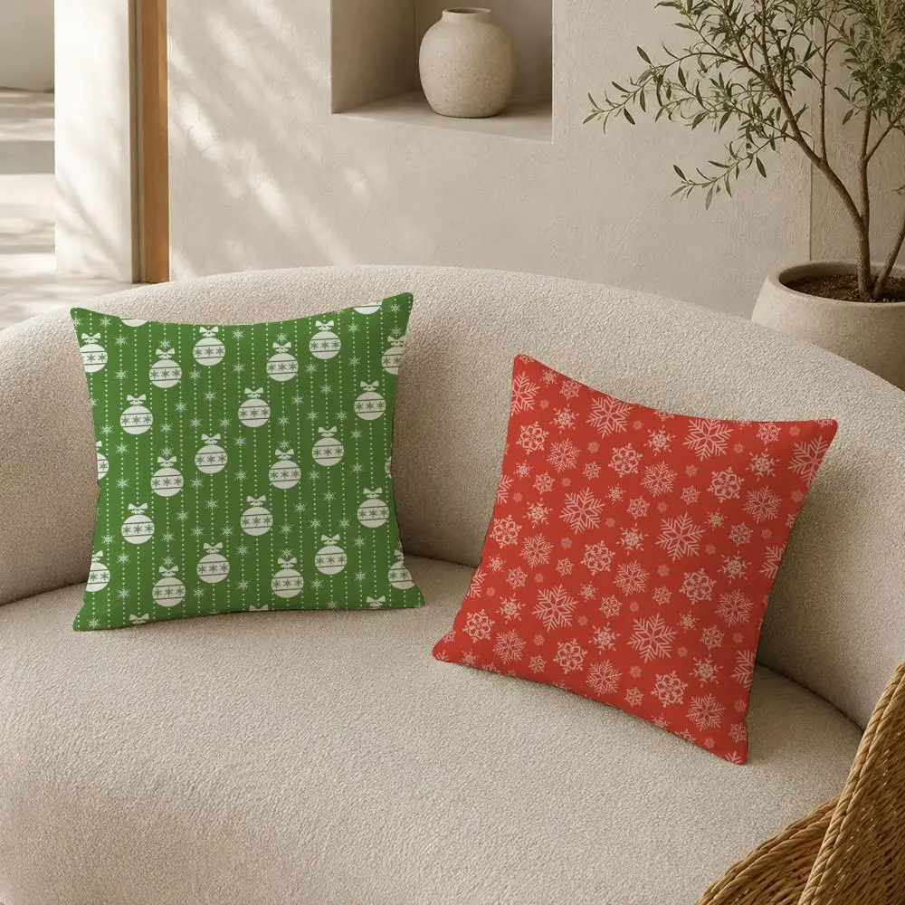 Christmas Snowflakes Cushion Cover Pillow Case plush Double-sided Print Square Covers Sofa Home Cushion