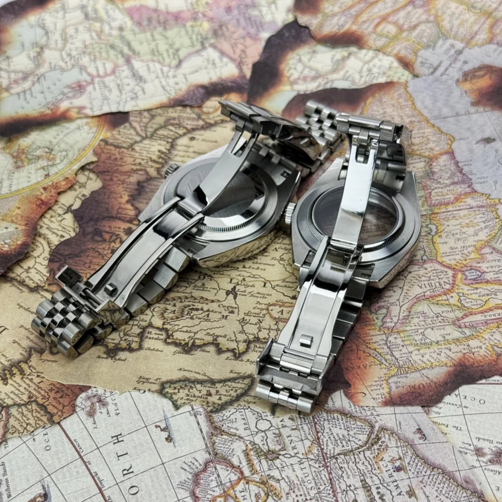 36/39mm vidro safira para datejust caso relógio masculino caber nh35 nh36 nh34 movimento moda 20atm jubileu aço inoxidável