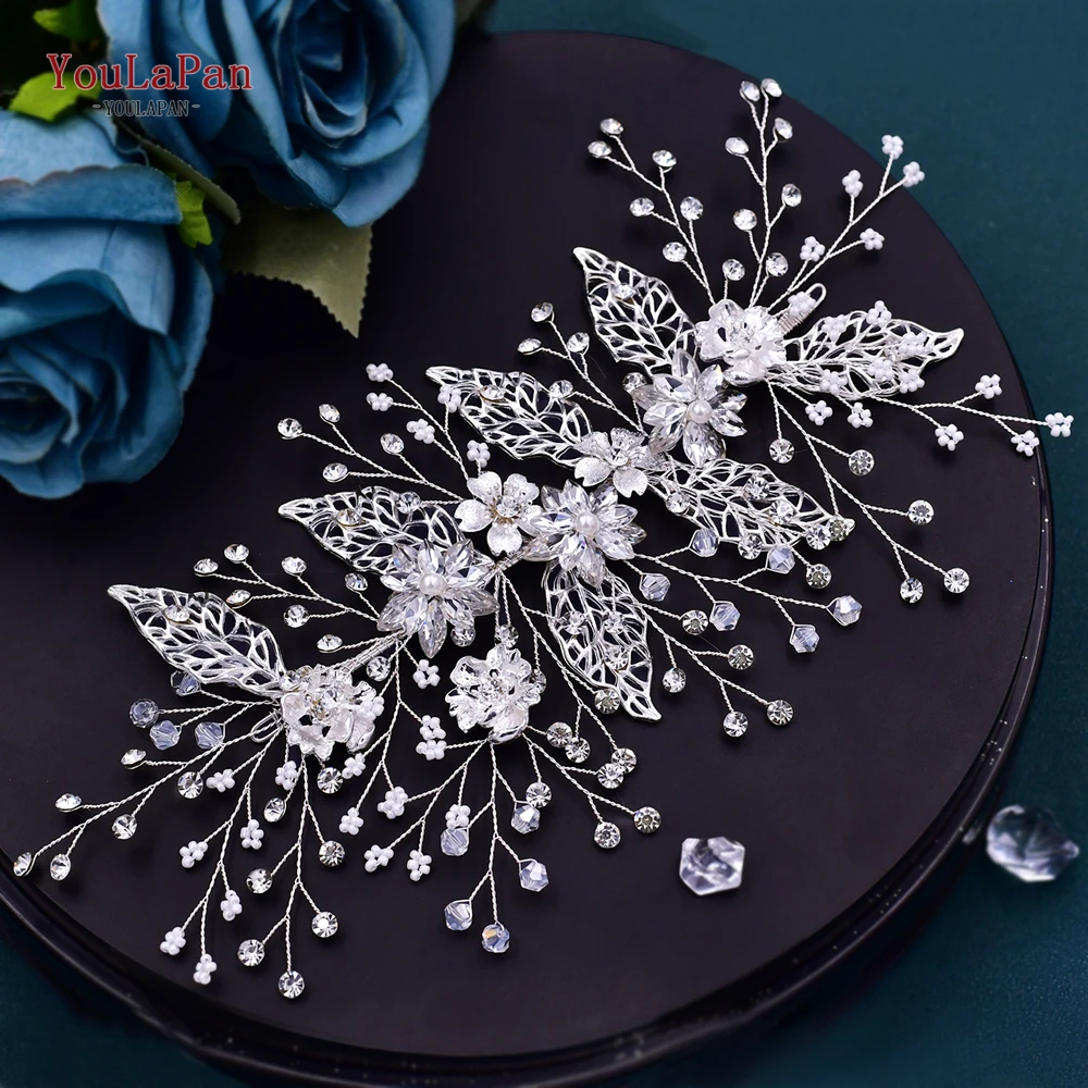 YouLaPan Alloy Hollowed out leaves Wedding Dress Belts Bride Rhinestone Flower Belt Accessories Crystal Handmade Belt SH298