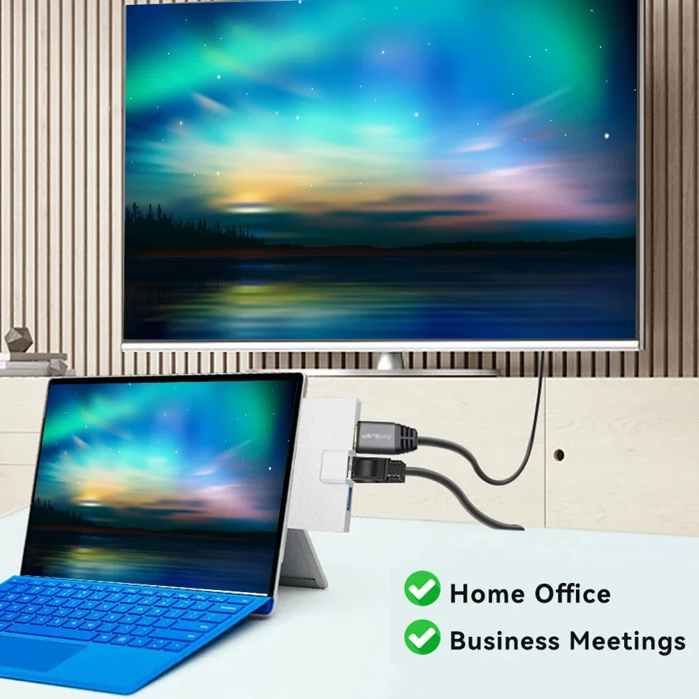 Pembaca kartu memori C Hub, untuk Microsoft Surface Pro 8 9 X tipe-c, stasiun Dok Hub dengan 4K kompatibel HDMI RJ45 USB 3.0