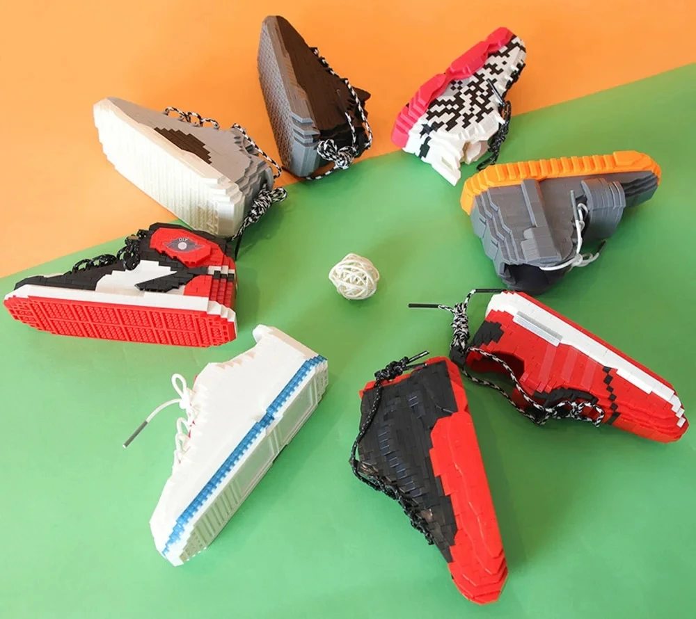 Neue DIY Sport Basketball Schuhe Bausteine Anime Turnschuhe Jungen Mädchen Spielzeug Auktion Modell Montage Block Ziegel Kinder Spielzeug Geschenke – Detail 11