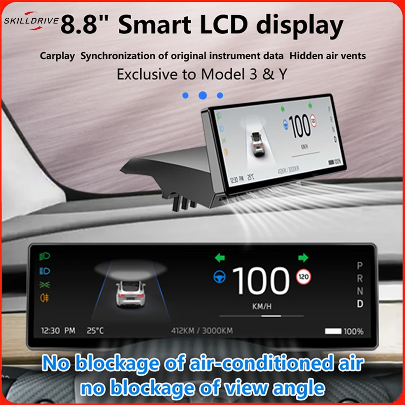 

SKILLDRIVE 8.8" Smart LCD Display Linux System Tesla Car Instrument Cluster Dashboard Touch Display HUD for Tesla Model y/3